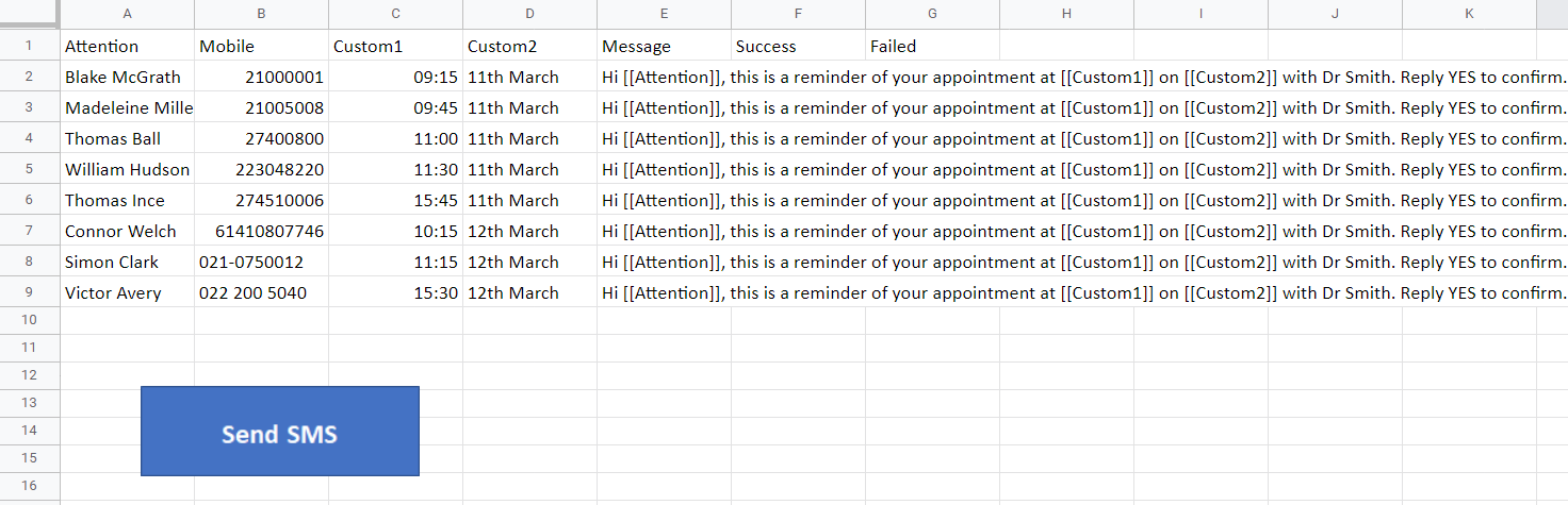 Google Sheets macro screenshot