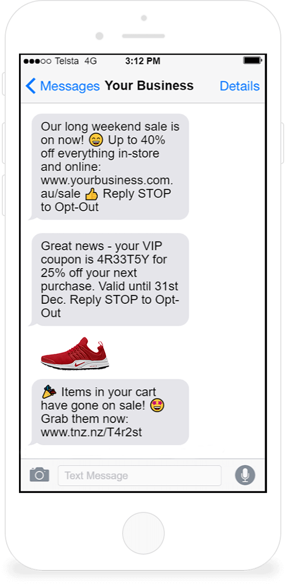 Mobiles show marketing messages as SMS